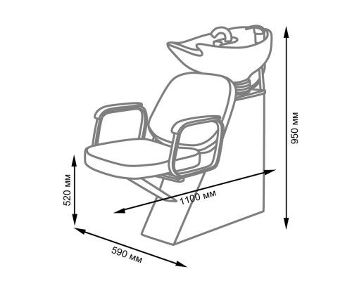 Парикмахерская мойка ЕЛЕНА с креслом КОНТАКТ