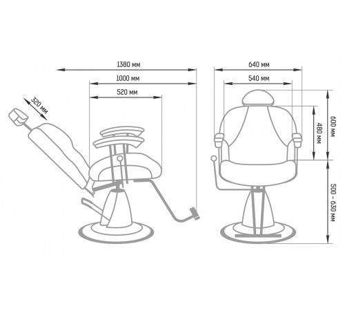 Парикмахерское кресло МД-9229 с откидной спинкой