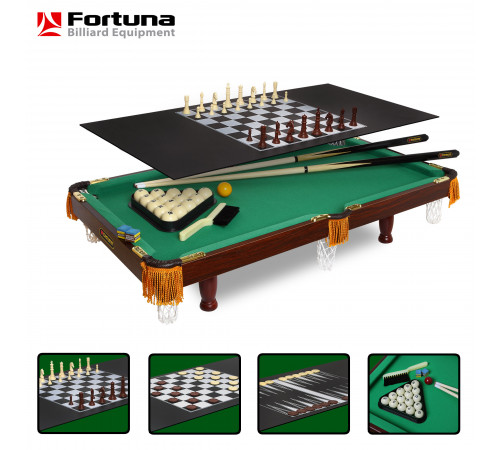 Бильярдный стол Fortuna Русская пирамида 3фт 4 в 1 с комплектом аксессуаров