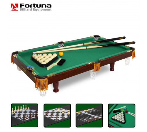 Бильярдный стол Fortuna Русская пирамида 3фт 4 в 1 с комплектом аксессуаров