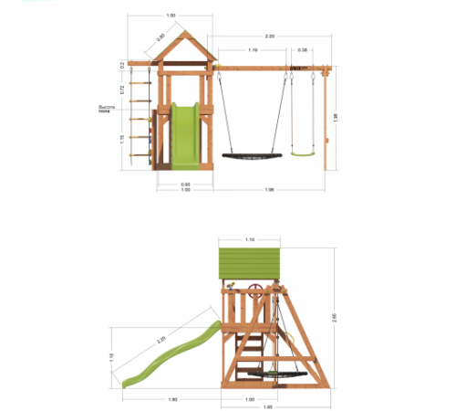 Детский игровой комплекс UNIX Kids (6 in 1) Dark Green
