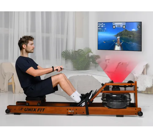 Гребной тренажер UNIX Fit Wood Rower Dark
