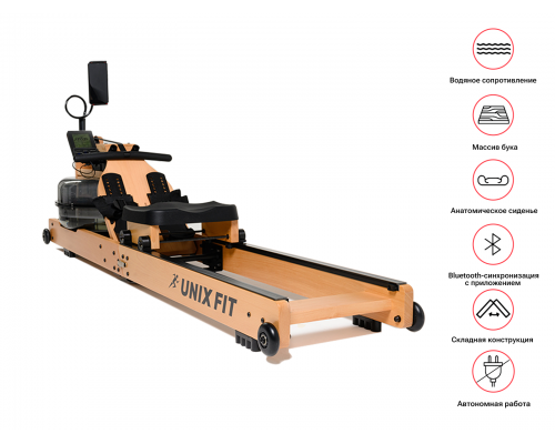 Гребной тренажер UNIX Fit Wood Rower Light